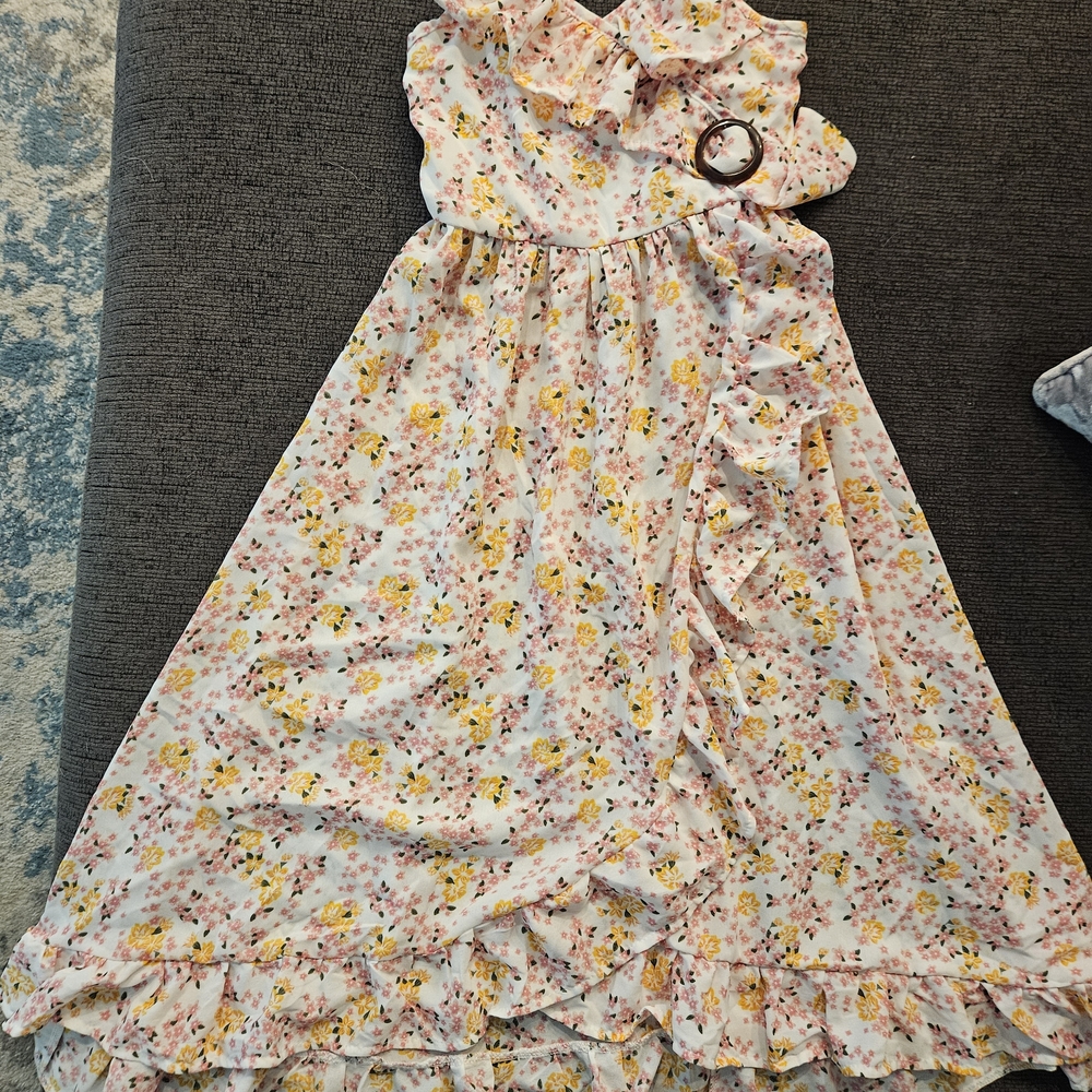 Floral Kids Dress with Ruffle Details